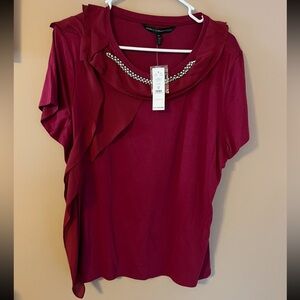 White House black market jewel neck tee sangria size XL nwt.